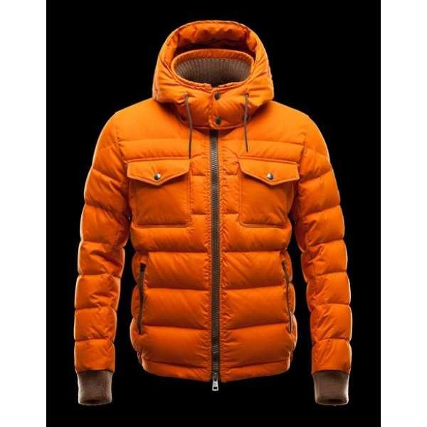 moncler orange jacket mens